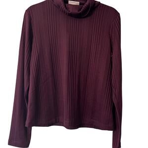 Knox Rose Women's Plum Purple Long Sleeve Turtleneck Shirt - Size Large - NWT